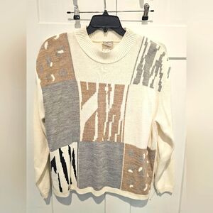 Vintage Company Collection Patchwork Knit Sweater Made in USA Size XL
